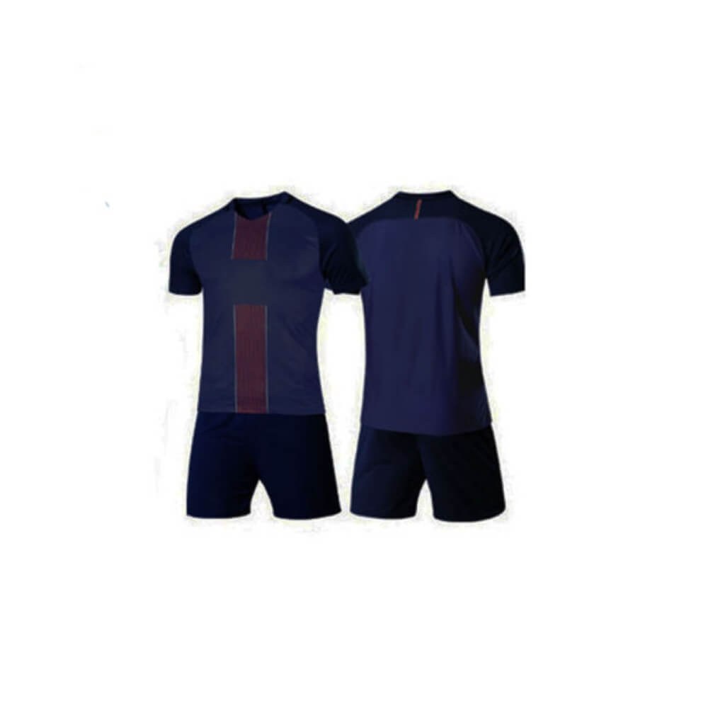 Custom Sublimation Navy blue Football Kit - Jersey & Shorts Team Set - sublimated teamwear manufactured by Gold Berg Enterprises, Sialkot Pakistan (wholesale / OEM)