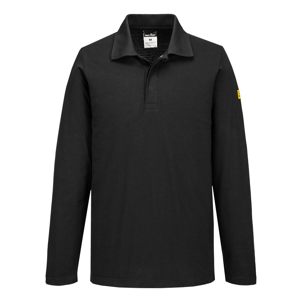 Premium Black Long-Sleeve Polo Shirt - Concealed Button Placket - protective sleeves manufactured by Gold Berg Enterprises, Sialkot Pakistan (wholesale / OEM)