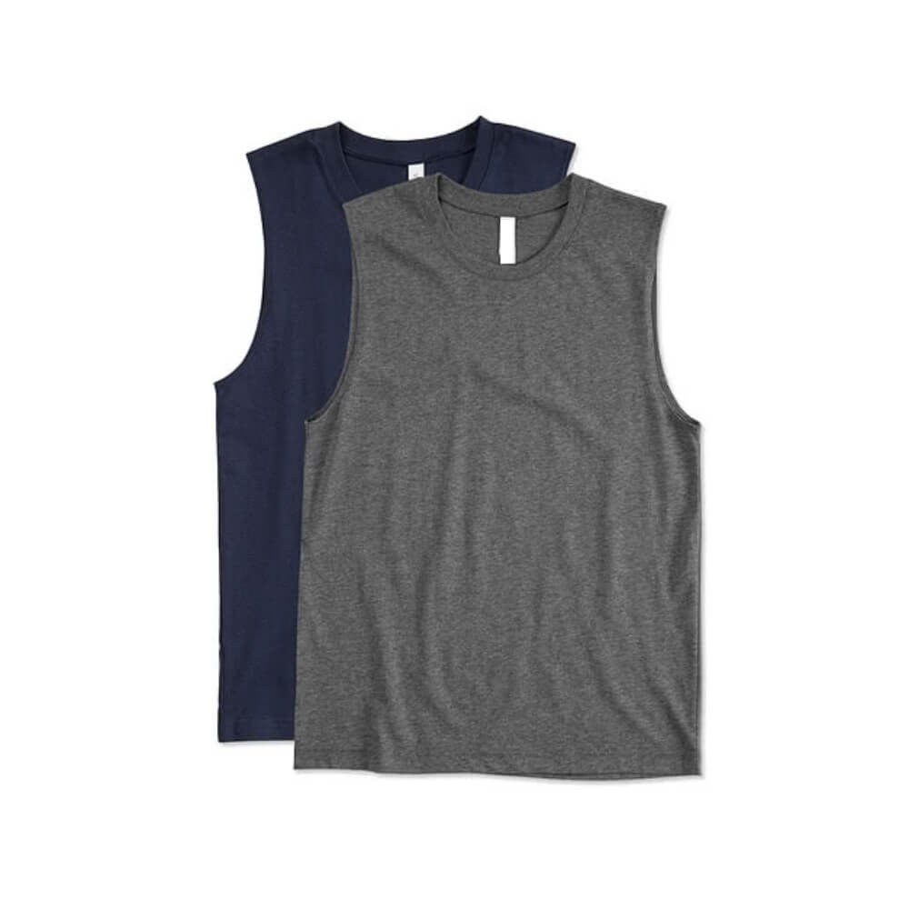 Navy Sleeveless Training Shirt - Muscle Fit Cotton Gym Top - protective sleeves manufactured by Gold Berg Enterprises, Sialkot Pakistan (wholesale / OEM)