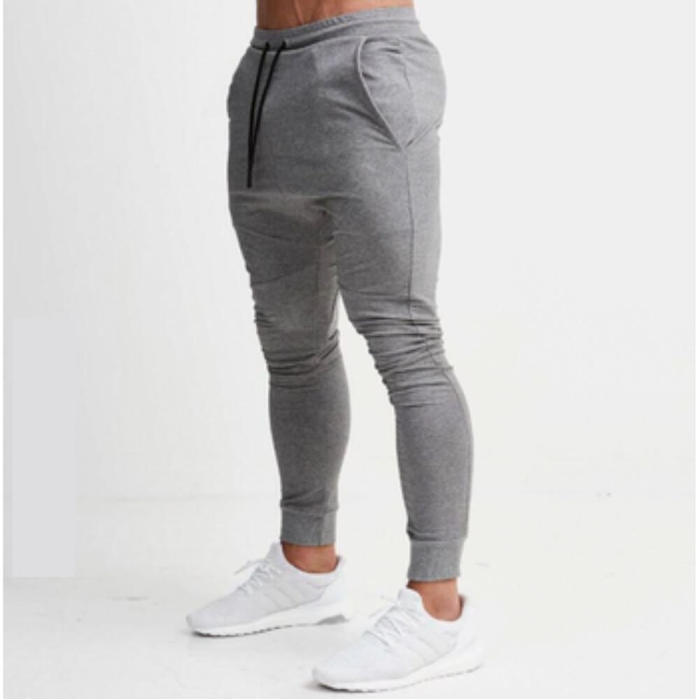 Grey Training Joggers - Tapered Fit with Ribbed Cuffs - Wholesale Bulk Supply - tracksuits and joggers manufactured by Gold Berg Enterprises, Sialkot Pakistan (wholesale / OEM)
