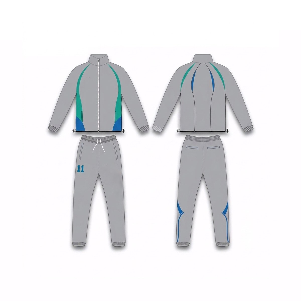 Premium Grey 2-Piece Tracksuit Set - Zip Jacket & Joggers - tracksuits and joggers manufactured by Gold Berg Enterprises, Sialkot Pakistan (wholesale / OEM)