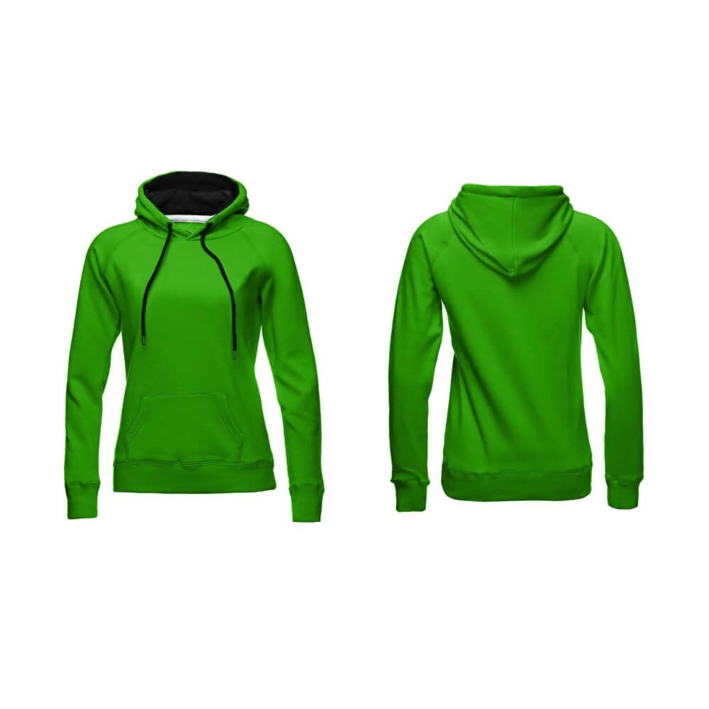 Premium Bright green Fleece Pullover Hoodie - Kangaroo Pocket & Ribbed Trims - hoodies manufactured by Gold Berg Enterprises, Sialkot Pakistan (wholesale / OEM)