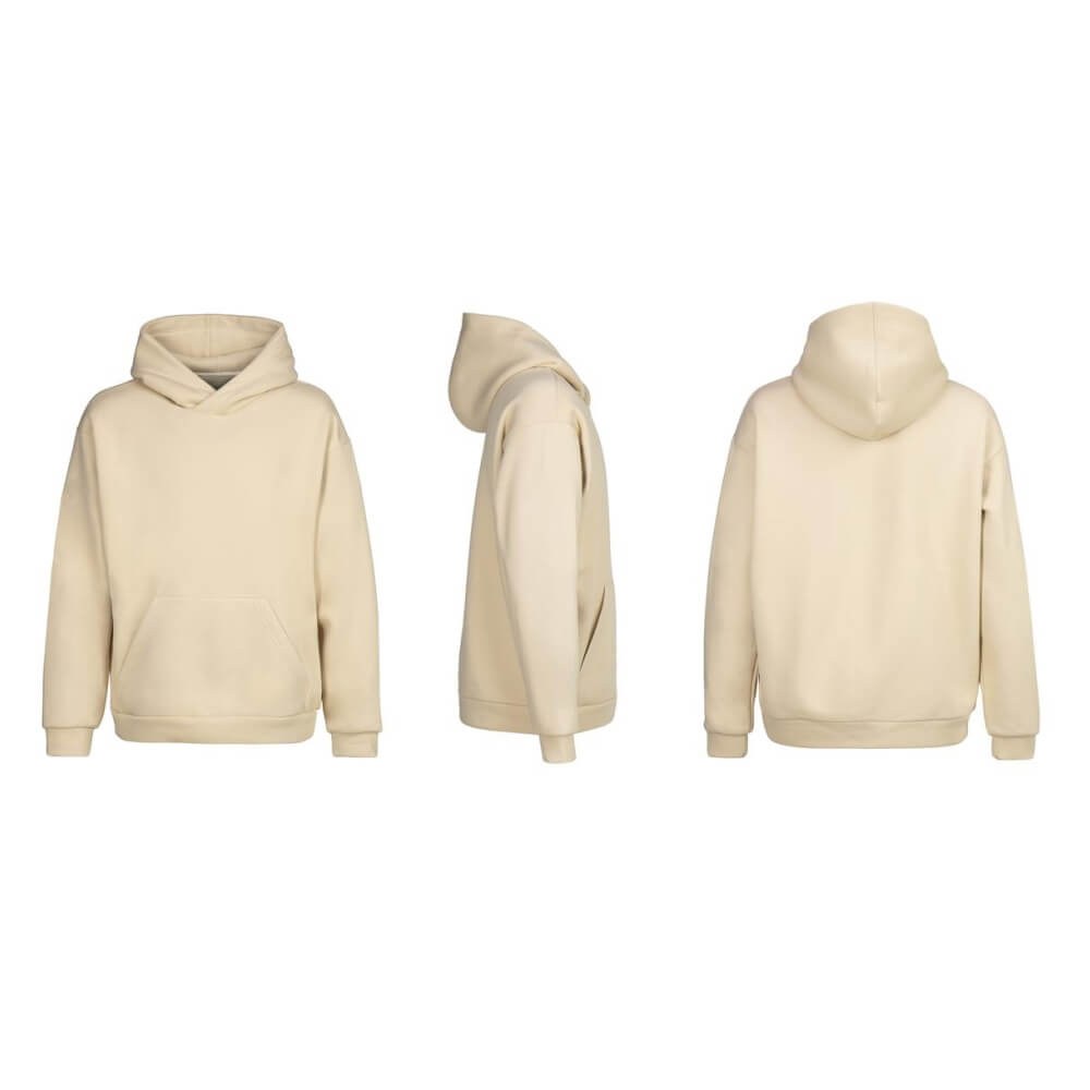 Premium Cream Fleece Pullover Hoodie - Kangaroo Pocket & Ribbed Trims - hoodies manufactured by Gold Berg Enterprises, Sialkot Pakistan (wholesale / OEM)