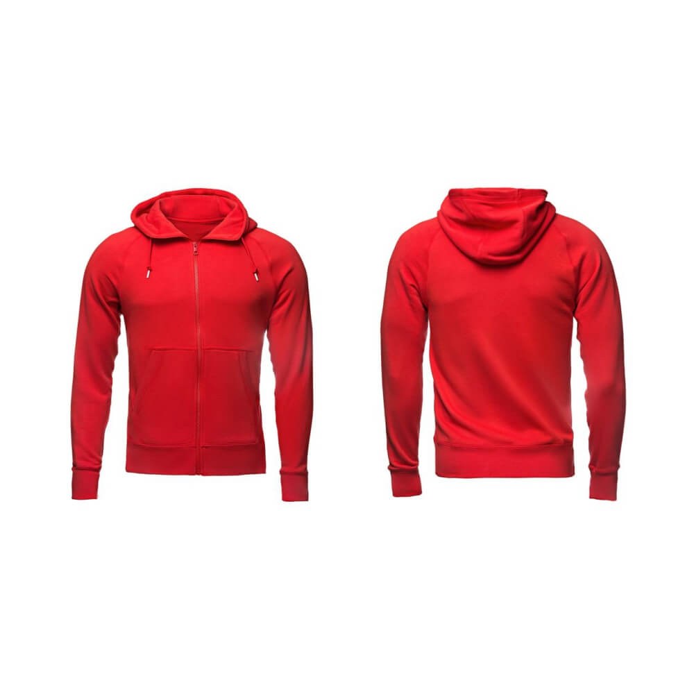 Premium Red Zip-Up Fleece Hoodie - Kangaroo Pocket & Drawstring Hood - hoodies manufactured by Gold Berg Enterprises, Sialkot Pakistan (wholesale / OEM)