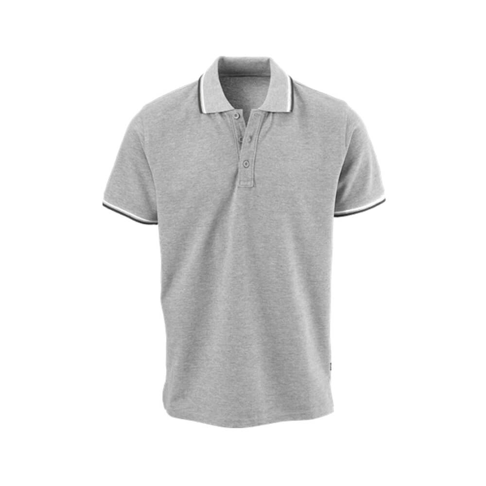 Premium Grey Short-Sleeve Performance Polo Shirt - Cotton-Rich Pique - protective sleeves manufactured by Gold Berg Enterprises, Sialkot Pakistan (wholesale / OEM)