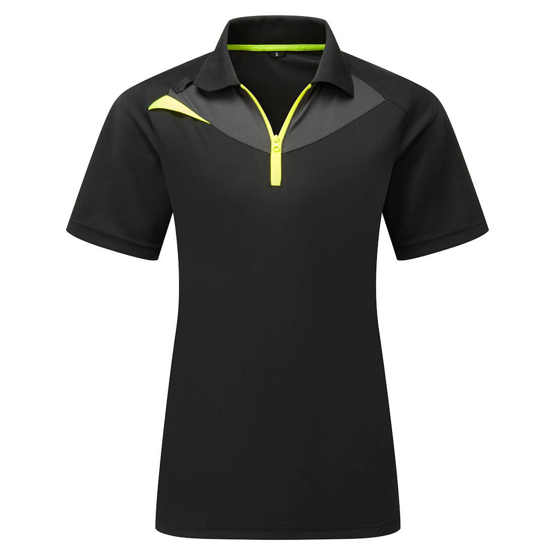 Premium Black Short-Sleeve Performance Polo Shirt - Cotton-Rich Pique - protective sleeves manufactured by Gold Berg Enterprises, Sialkot Pakistan (wholesale / OEM)