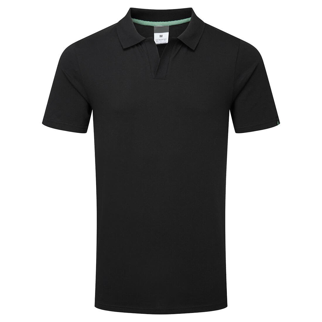 Premium Black Short-Sleeve Performance Polo Shirt - Cotton-Rich Pique - protective sleeves manufactured by Gold Berg Enterprises, Sialkot Pakistan (wholesale / OEM)