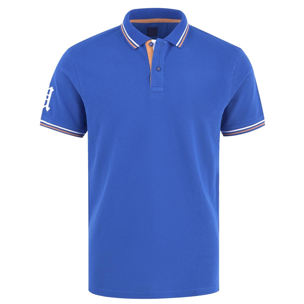 Premium Blue Short-Sleeve Performance Polo Shirt - Cotton-Rich Pique - protective sleeves manufactured by Gold Berg Enterprises, Sialkot Pakistan (wholesale / OEM)