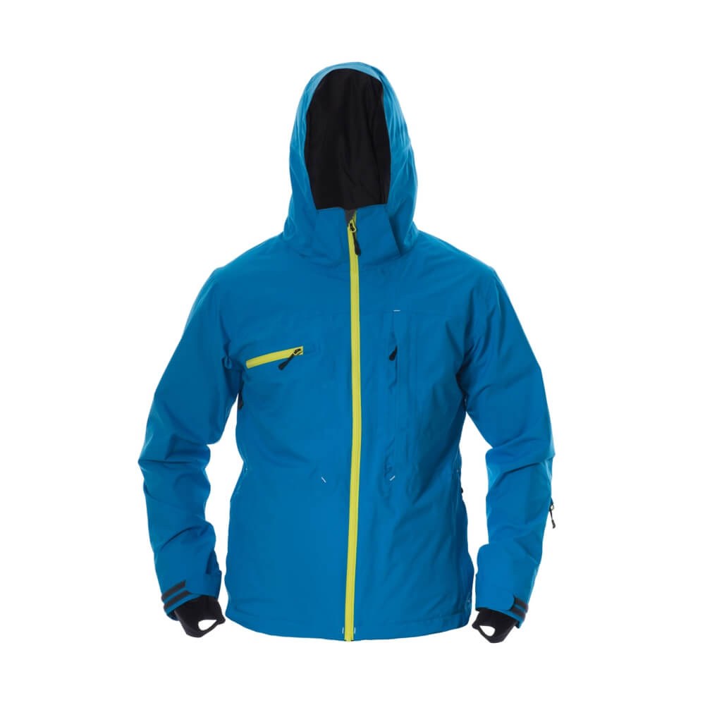 Premium Blue Hooded Technical Ski Jacket - Water-Repellent Shell - ski clothing manufactured by Gold Berg Enterprises, Sialkot Pakistan (wholesale / OEM)