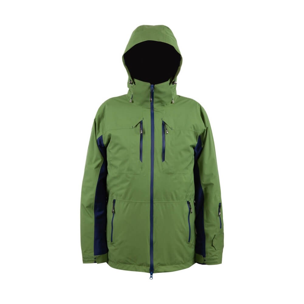 Premium Olive green Hooded Technical Ski Jacket - Water-Repellent Shell - ski clothing manufactured by Gold Berg Enterprises, Sialkot Pakistan (wholesale / OEM)