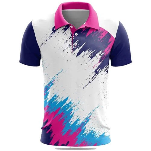 Custom Sublimated Pink Polo Shirt - Three-Button Team Top - polo shirts manufactured by Gold Berg Enterprises, Sialkot Pakistan (wholesale / OEM)