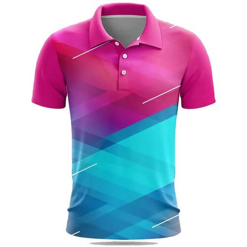 Custom Sublimated Pink Polo Shirt - Three-Button Team Top - polo shirts manufactured by Gold Berg Enterprises, Sialkot Pakistan (wholesale / OEM)