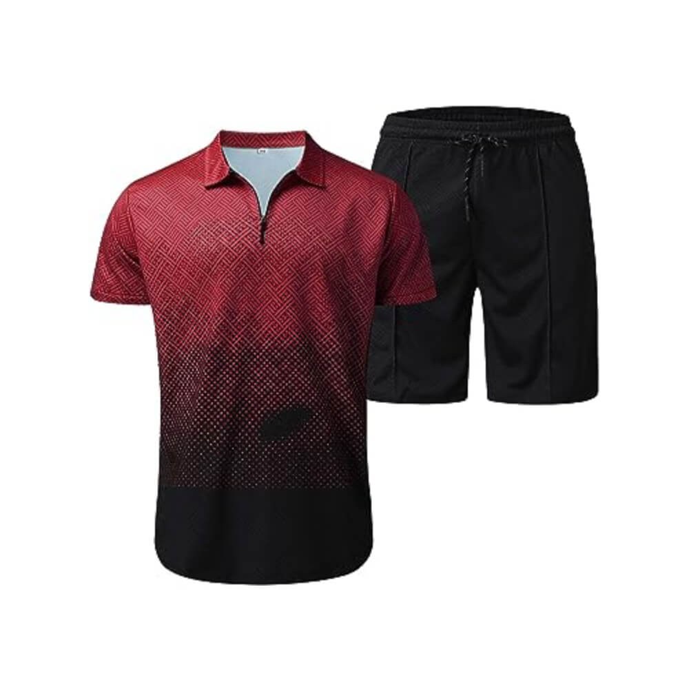 Premium Red Summer Tracksuit Set - T-Shirt & Shorts Two-Piece - t-shirts manufactured by Gold Berg Enterprises, Sialkot Pakistan (wholesale / OEM)