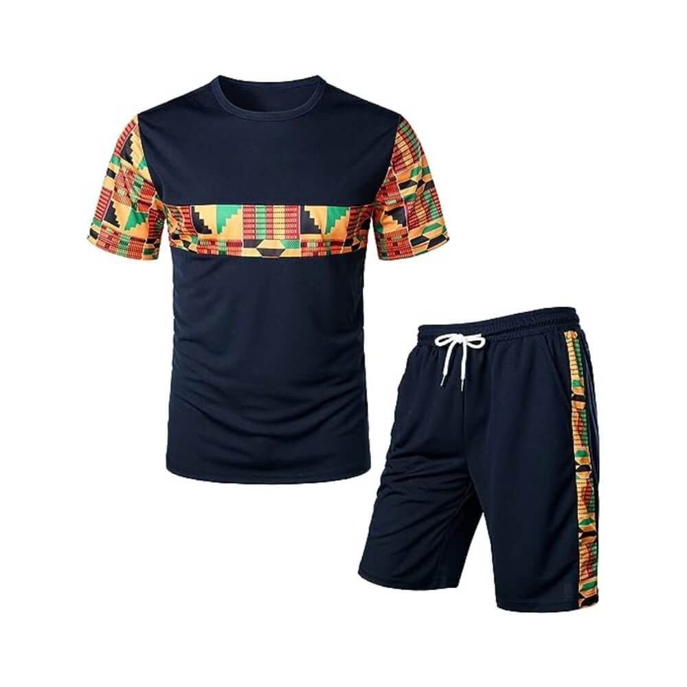 Premium Navy blue Summer Tracksuit Set - T-Shirt & Shorts Two-Piece - t-shirts manufactured by Gold Berg Enterprises, Sialkot Pakistan (wholesale / OEM)