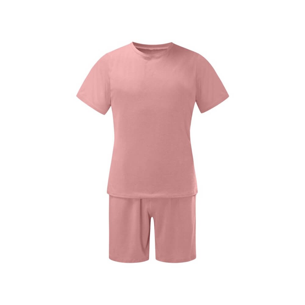 Premium Pink Summer Tracksuit Set - T-Shirt & Shorts Two-Piece - t-shirts manufactured by Gold Berg Enterprises, Sialkot Pakistan (wholesale / OEM)