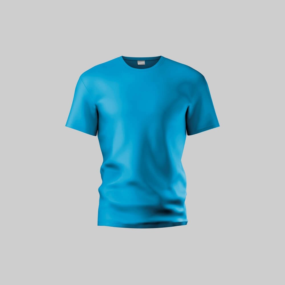 Premium Blue Cotton Crew Neck T-Shirt - Regular Fit Blank Tee - t-shirts manufactured by Gold Berg Enterprises, Sialkot Pakistan (wholesale / OEM)