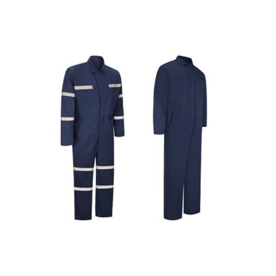 Navy industrial work coverall with reflective stripe detail